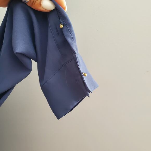 Express Women's Pullover Blue Sheer Zipper Accent Top Size M - Picture 6 of 8